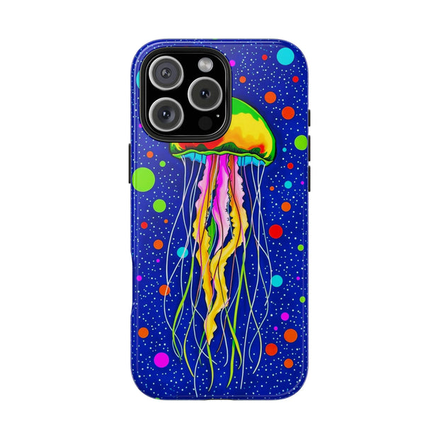 Vibrant Neon Jellyfish Cosmic Sea Tough Phone Case