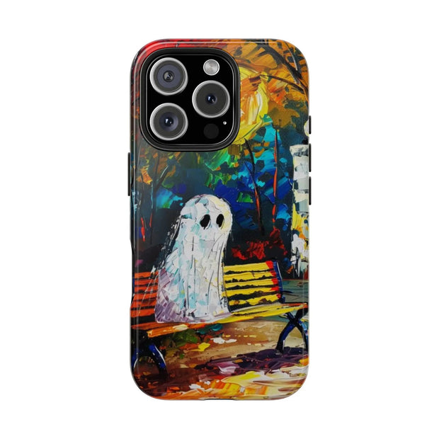 Lonely Ghost Tough Phone Case – Abstract Fall Park Bench Painting