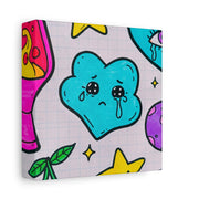 Kawaii Lava Lamp Sad Cloud Snake Matte Canvas Print LavenderCeleste