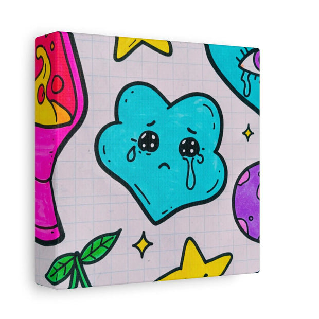 Kawaii Lava Lamp Sad Cloud Snake Matte Canvas Print LavenderCeleste