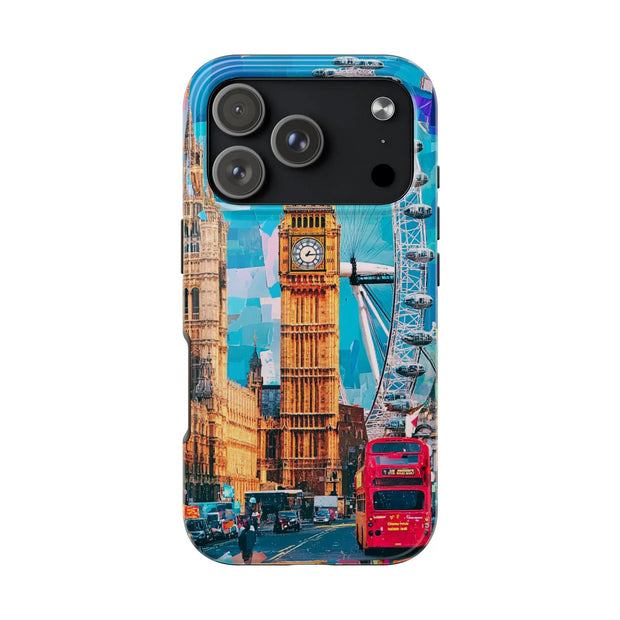 London Big Ben Collage Tough Phone Case – Vibrant City Pop Art Design