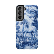 Blue Toile Horse Country Scenic Tough Phone Case LavenderCeleste