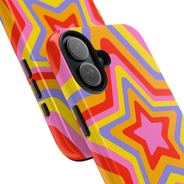 Retro Rainbow Star Groovy Tough Phone Case LavenderCeleste