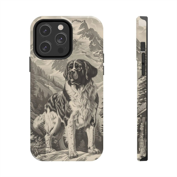 Saint Bernard Toile de Jouy Vintage Tough Phone Case LavenderCeleste