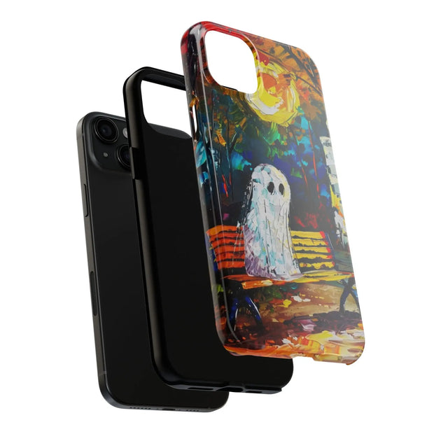 Lonely Ghost Tough Phone Case – Abstract Fall Park Bench Painting