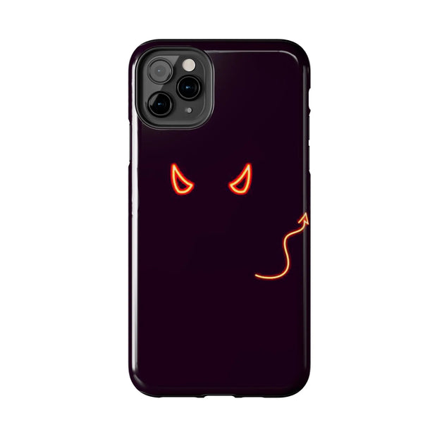 Neon Devil Eyes Tough Phone Case – Minimal Dark Glow Aesthetic Printify