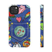 Retro Kidcore Denim Patch Tough Phone Case LavenderCeleste