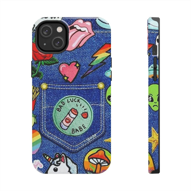 Retro Kidcore Denim Patch Tough Phone Case LavenderCeleste