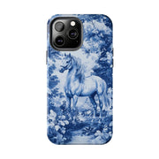 Blue Toile Horse Country Scenic Tough Phone Case LavenderCeleste