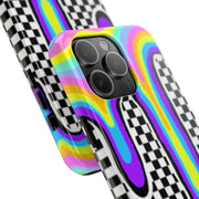 Trippy Retro Drip Checkered Y2K Grunge Tough Phone Case WOYC