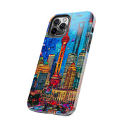 Shanghai Skyline Collage Pop Art Tough Phone Case LavenderCeleste