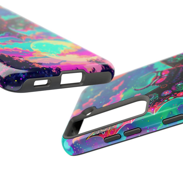 Mothman Tough Phone Case – Psychedelic Neon Cryptid Aesthetic - LavenderCeleste