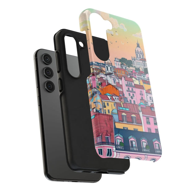 Lisbon Portugal Tough Phone Case – Pastel City Skyline Aesthetic