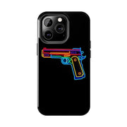 Neon Rainbow Gun Tough Phone Case – Bold Retro Vaporwave Aesthetic Printify