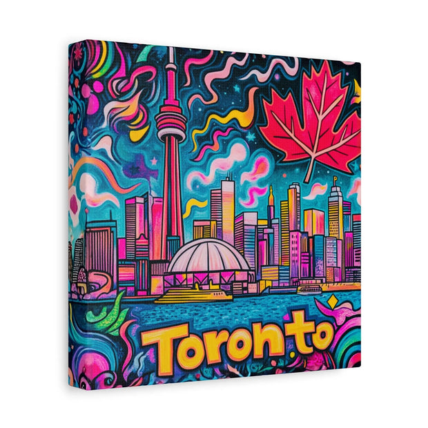 Toronto Pop Art Skyline Matte Canvas Wall Art LavenderCeleste