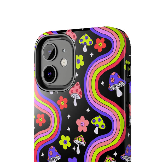 Groovy Mushroom Rainbow Tough Phone Case LavenderCeleste