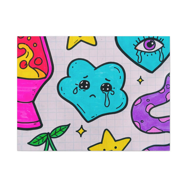 Kawaii Lava Lamp Sad Cloud Snake Matte Canvas Print LavenderCeleste