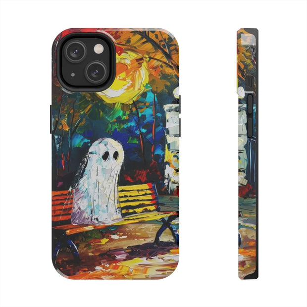 Lonely Ghost Tough Phone Case – Abstract Fall Park Bench Painting