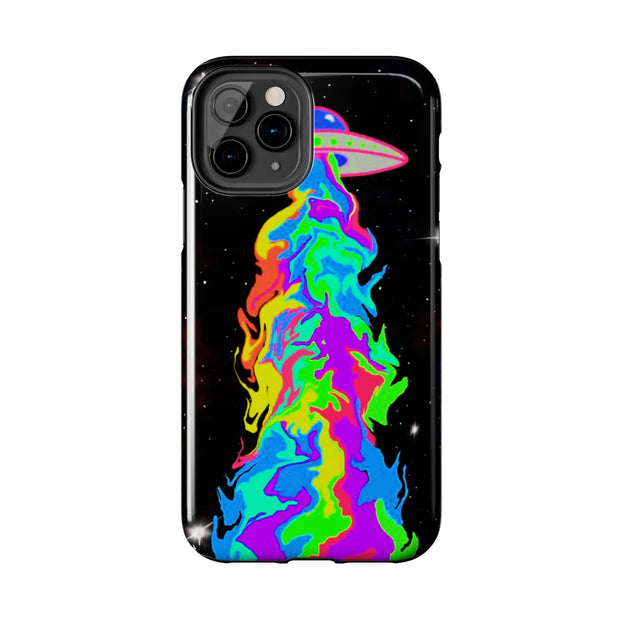 Psychedelic Neon UFO Abduction Tough Phone Case LavenderCeleste