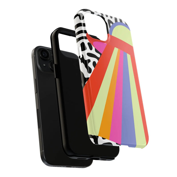 Retro Mod UFO Rainbow Beam Tough Phone Case LavenderCeleste