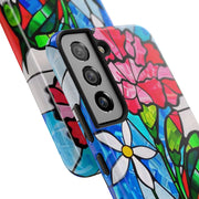 January Carnation Stained Glass Birth Flower Tough Phone Case