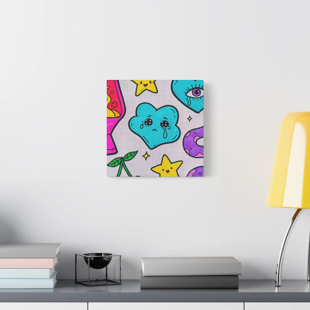 Kawaii Lava Lamp Sad Cloud Snake Matte Canvas Print LavenderCeleste