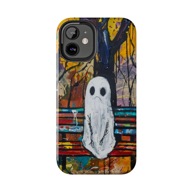 Sad Ghost on Park Bench Abstract Art Phone Case LavenderCeleste