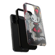 Goth Bow Cat Graffiti Pop Art Tough Phone Case LavenderCeleste
