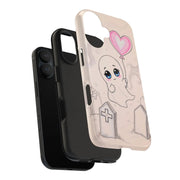 Sad Ghost with Heart Balloon Kawaii Tough Phone Case LavenderCeleste