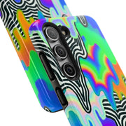 Trippy Technicolor Drip Retro Tough Phone Case LavenderCeleste