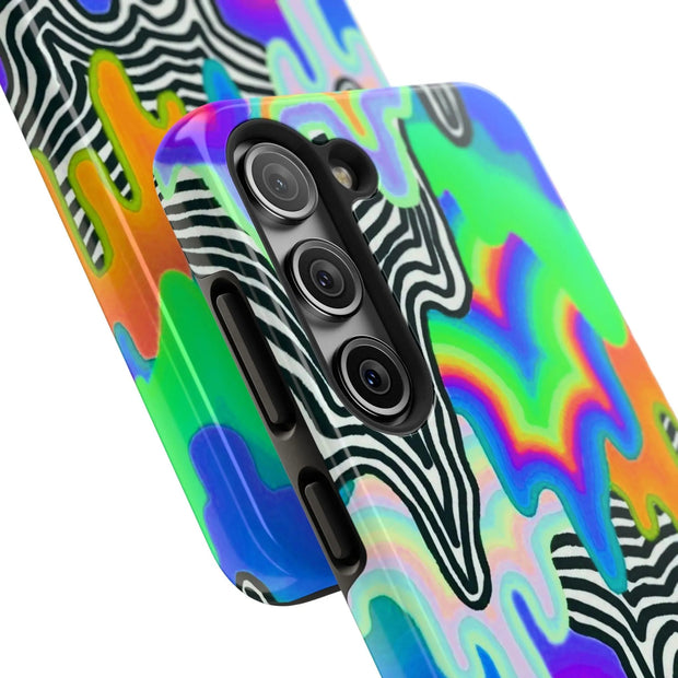 Trippy Technicolor Drip Retro Tough Phone Case LavenderCeleste