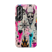 Skull Occult Neon Drip Pastel Goth Tough Phone Case LavenderCeleste