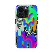 Trippy Technicolor Drip Retro Tough Phone Case LavenderCeleste