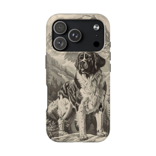 Saint Bernard Toile de Jouy Vintage Tough Phone Case LavenderCeleste
