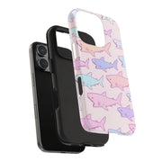 Pastel Shark Pattern Tough Phone Case LavenderCeleste