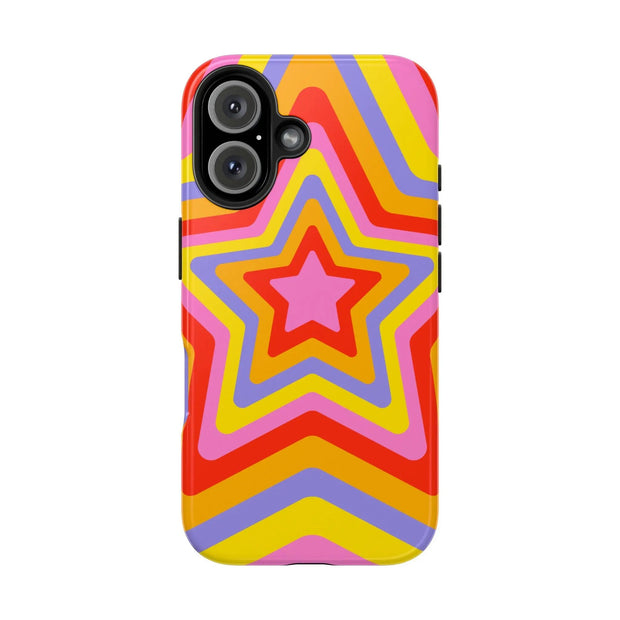 Retro Rainbow Star Groovy Tough Phone Case LavenderCeleste