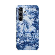 Blue Toile Horse Country Scenic Tough Phone Case LavenderCeleste