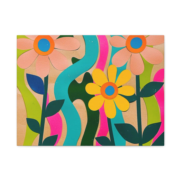 Groovy Paper Cut Flower Matte Canvas Art Printify