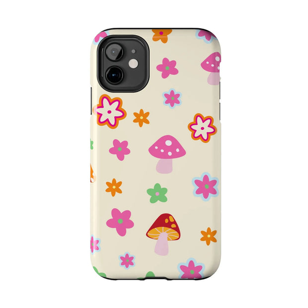 Retro Mushroom Flower Power Tough Phone Case LavenderCeleste