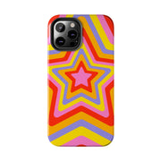 Retro Rainbow Star Groovy Tough Phone Case LavenderCeleste