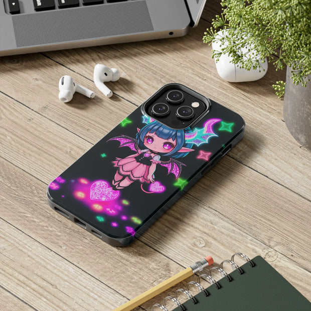 Kawaii Gothic Succubus Neon Heart Tough Phone Case
