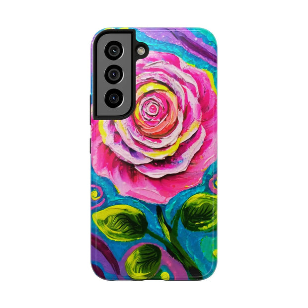 Vibrant Pink Rose Abstract Tough Phone Case LavenderCeleste