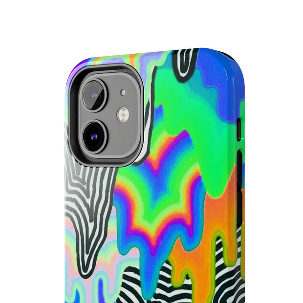 Trippy Technicolor Drip Retro Tough Phone Case LavenderCeleste