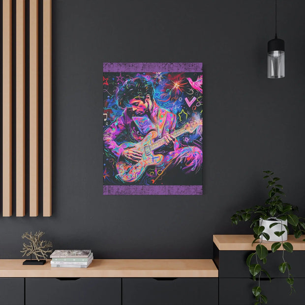 Electric Purple Guitar Legend Matte Canvas Art Printify