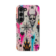 Skull Occult Neon Drip Pastel Goth Tough Phone Case LavenderCeleste