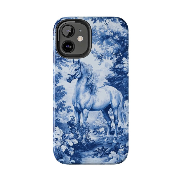 Blue Toile Horse Country Scenic Tough Phone Case LavenderCeleste