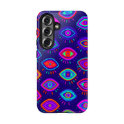 Trippy Neon Evil Eye Protective Tough Phone Case LavenderCeleste