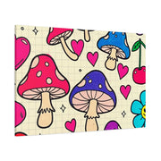 Kawaii Mushroom Cherry Flower Matte Canvas Print LavenderCeleste