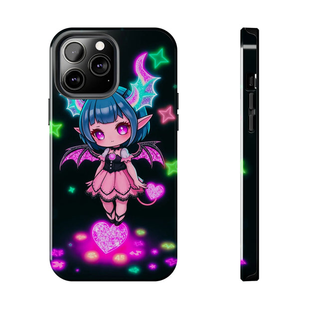 Kawaii Gothic Succubus Neon Heart Tough Phone Case