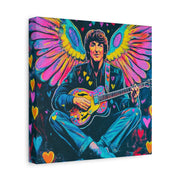 Psychedelic Guitar Angel Matte Canvas Art LavenderCeleste
